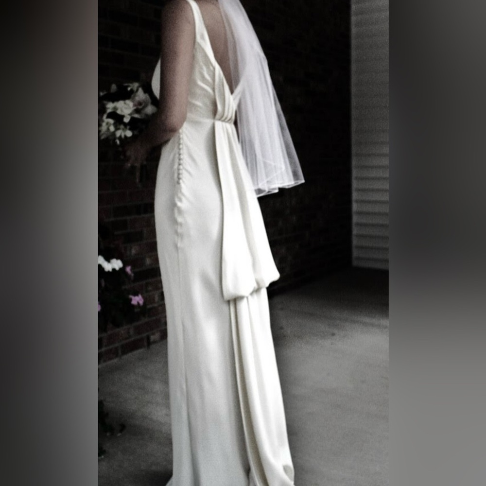 Traditional elegance: Ivory silk French bustle JCrew wedding gown